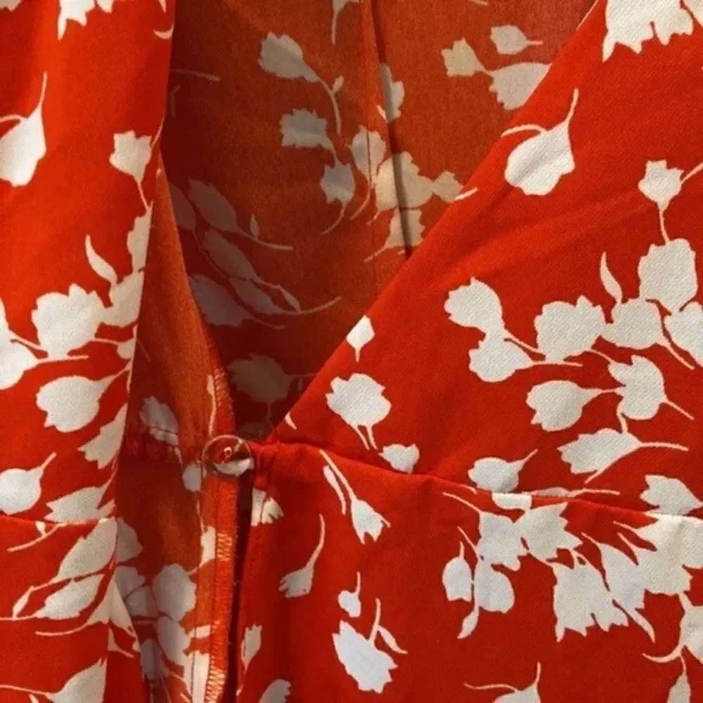 J.Crew Size 10 Orange White Floral A-line Wrap Dress New without tags